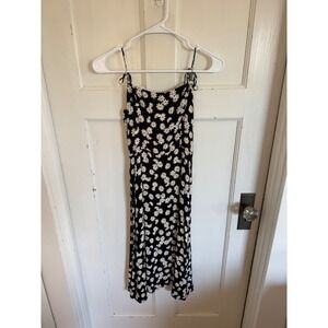 Reformation black daisy print midi dress size 2